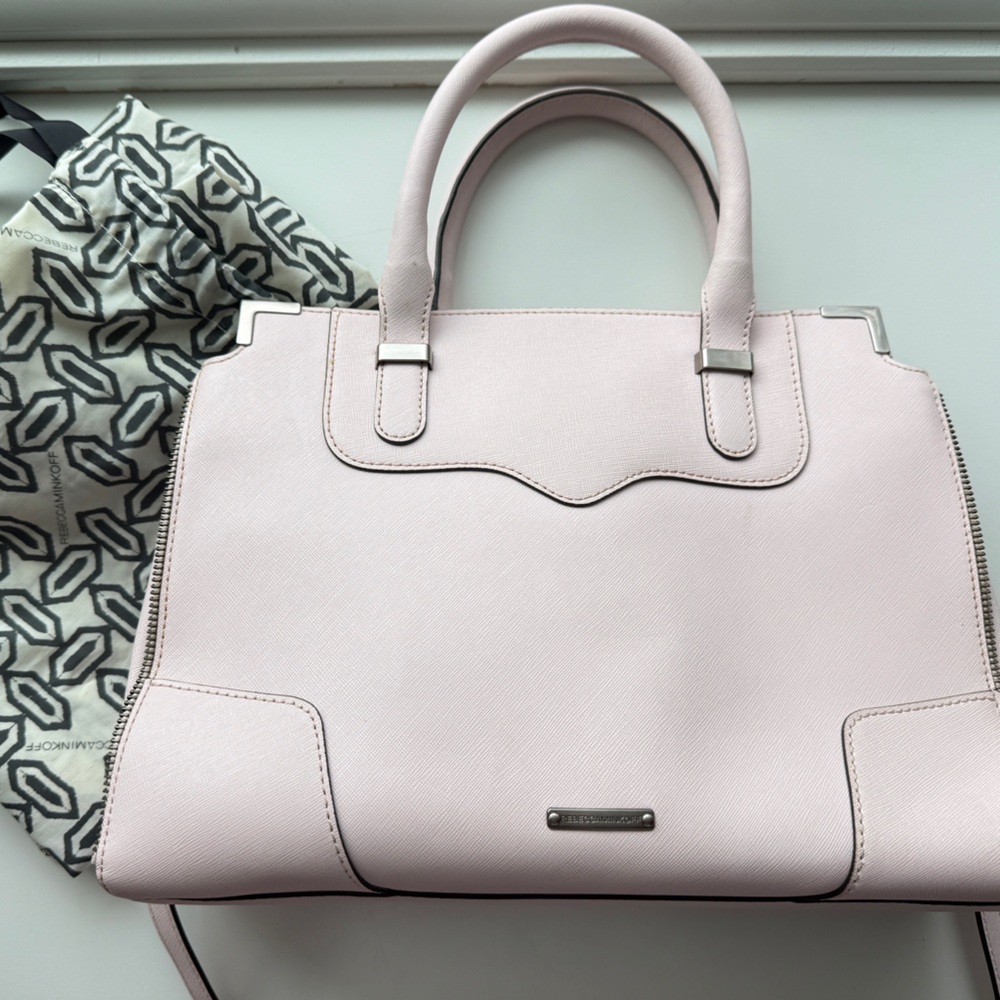 Rebecca Minkoff Amorous Satchel Pink Saffiano Leather Top Handle Bag